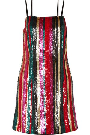 Haney Elektra striped sequined tulle mini dress