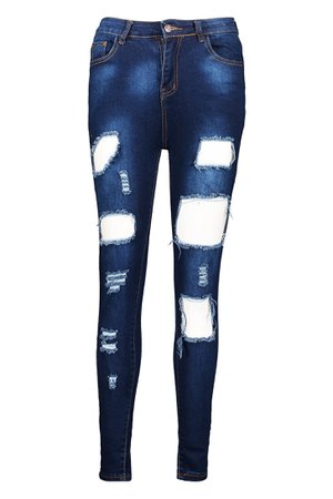 High Waisted Distressed Skinny Jeans