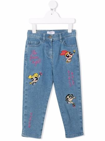 Monnalisa power-puff-girl Embroidered Jeans - Farfetch