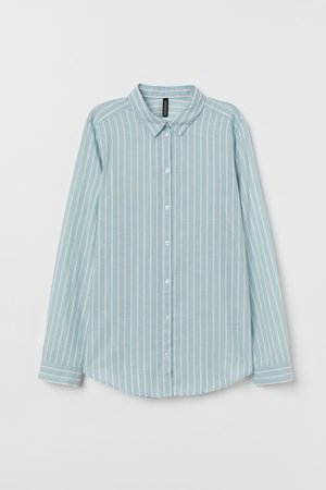 Cotton Shirt - Mint green/white striped - Ladies | H&M US