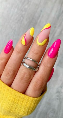 pink and yellow nails - Google Search