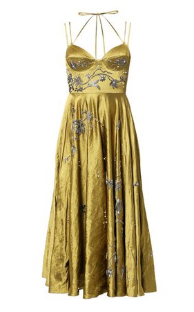 Rea Dress Embroidered Satin Midi Dress By Erdem | Moda Operandi