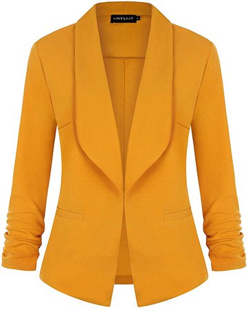 Unifizz Womens Casual Blazer Pockets Open Front Cardigan Work Office Jacket 3/4 Sleeve at Amazon Women’s Clothing store