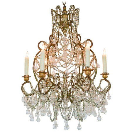 18th Century French Blown Glass and Crystal Chandelier For Sale at 1stDibs