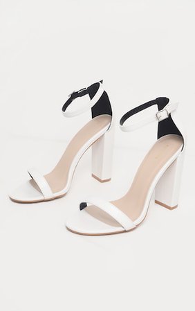White May Blocked Heeled Sandal | Shoes | PrettyLittleThing