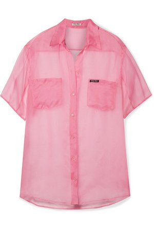 Miu Miu | Oversized silk-organza shirt | NET-A-PORTER.COM