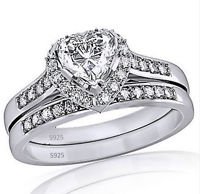 Women’s 3.28 CTW Princess Cut 925 Sterling Silver CZ Wedding Engagement Ring Set | eBay