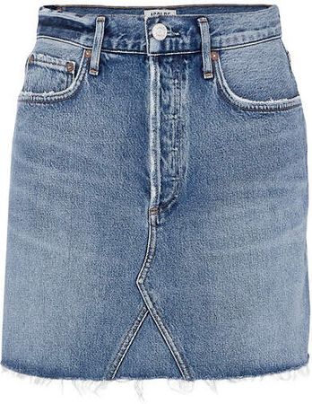 AGOLDE - Ada Distressed Organic Denim Mini Skirt - Mid denim