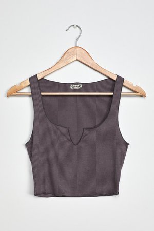 Free People Top Notch - Dusty Lilac Tank Top - Ribbed Crop Top