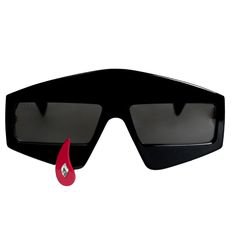GUCCI Rectangular Frame Acetate Glasses With Red Teardrop