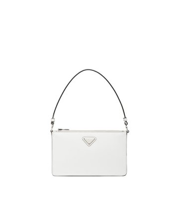 White Brushed leather mini-bag | Prada