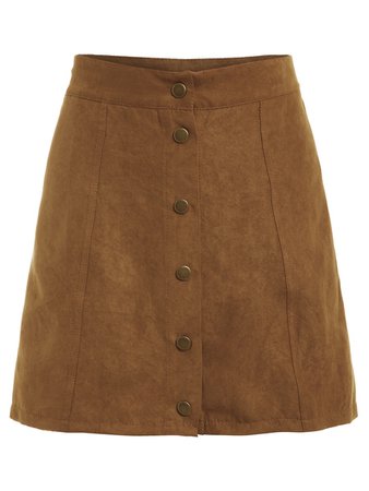 Faux Suede Buttoned Front Skirt | SHEIN USA