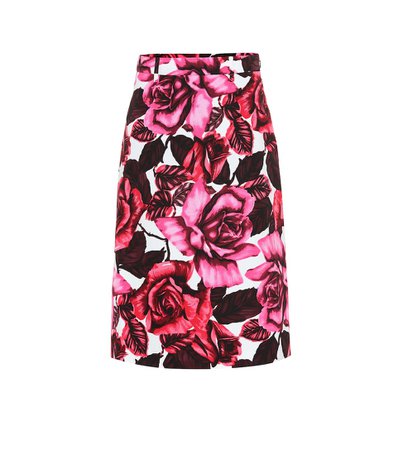 Prada Floral cotton-poplin skirt