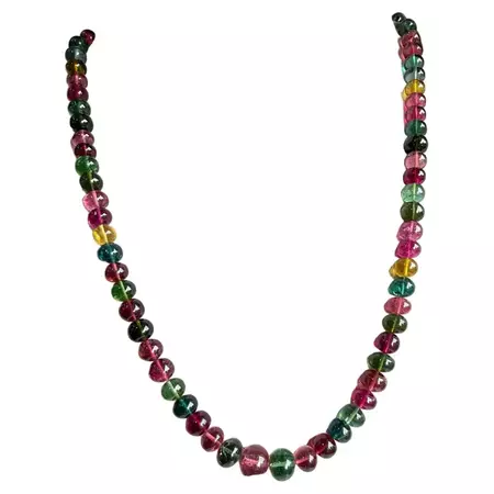 Multi Tourmaline Beaded Jewelry Necklace Rondelle Beads Gem Quality For Sale at 1stDibs