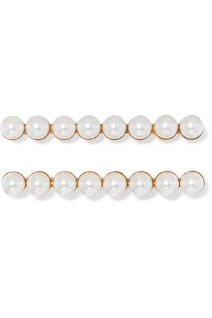 Jennifer Behr | Gracie set of two gold-tone and faux pearl hair slides | NET-A-PORTER.COM