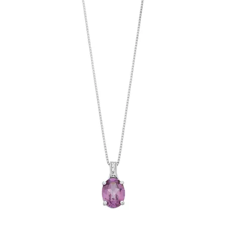 Sterling Silver Lab-Created Alexandrite & Diamond Accent Oval Pendant Necklace