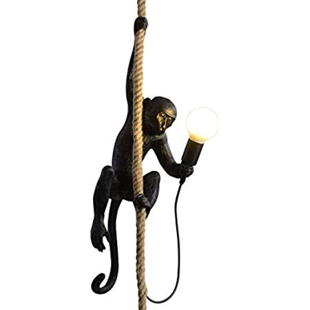 Vintage Monkey Pendant Light Chandelier Resin Hemp Rope Industrial Edison Ceiling Pendant Lamp Fixture E27 for Dining Living Room Bedroom Bar Cafe Decorative Hanging Lamp (Black, Pendant Light) - - Amazon.com