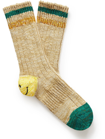 KAPITAL Ivy Smilie Striped Cotton and Hemp-Blend Socks