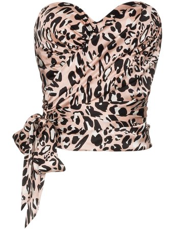Alexandre Vauthier Leopard Print Bustier Top 193TO1062 Pink | Farfetch