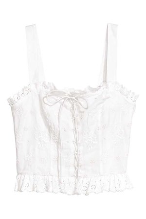 Top with Eyelet Embroidery - White - Ladies | H&M US