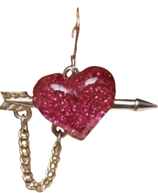fuchsia glittery cupids bow heart earring