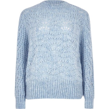 Light blue knitted sweater - Sweaters - Knitwear - women