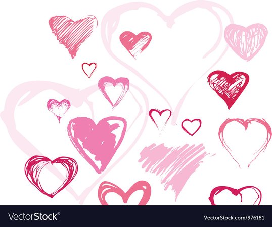 Set different handdrawn hearts Royalty Free Vector Image