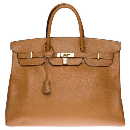 Stunning Hermes Birkin 40cm handbag in Gold Vache d'Ardenne leather, GHW For Sale at 1stDibs