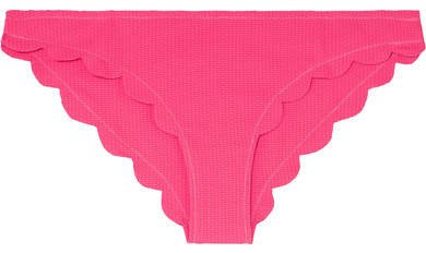 Broadway Scalloped Stretch-crepe Bikini Briefs - Pink