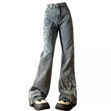 Butterfly Aesthetic Y2K Flare Jeans | BOOGZEL CLOTHING – Boogzel Clothing