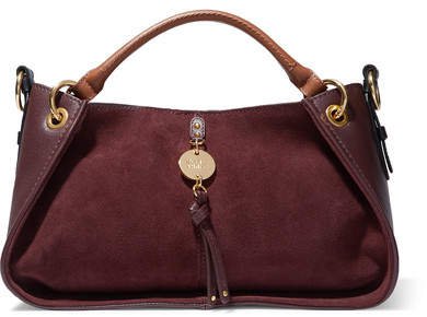 Luce Leather And Suede Tote - Burgundy