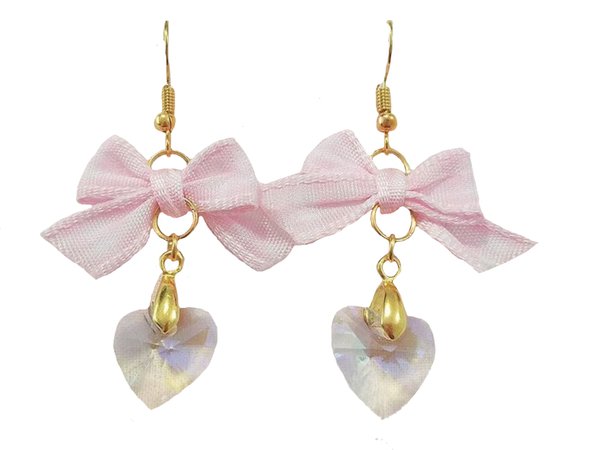 crystal heart & bow earrings