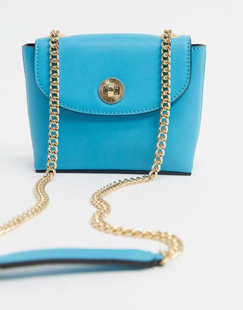 Accessorize mini crossbody bag with chain strap in bright blue | ASOS