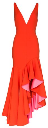 Orange and pink evening gown