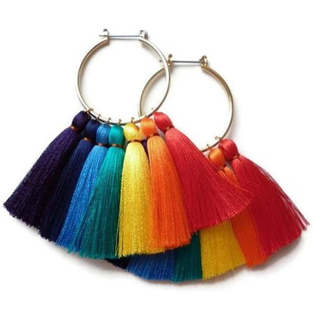 rainbow tassel earrings - Google Search