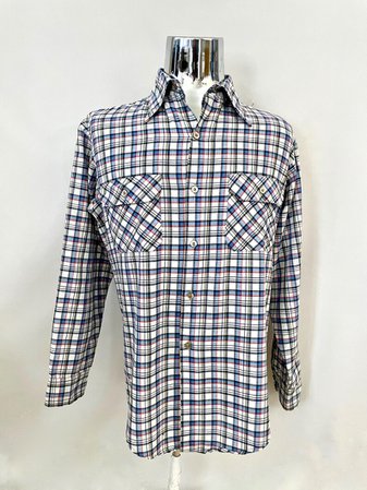 Vintage Mens 80's Big Mac White Blue Checkered Shirt | Etsy