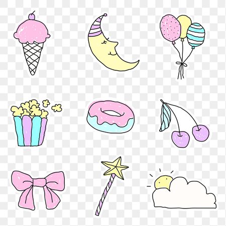 Cute pastel doodle sticker with a white… | Free stock illustration | High Resolution graphic