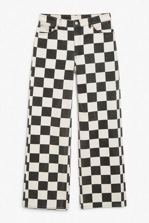 Yoko checkerboard jeans - Checkerboard - Monki GB