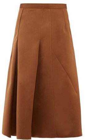 No. 21 - A Line Satin Skirt - Womens - Light Brown