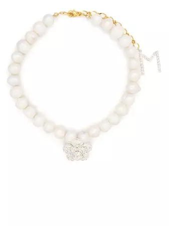 Magda Butrym crystal-embellished Pearl Charm Necklace - Farfetch