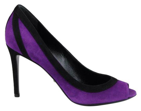 Gucci Purple Black 5270 Colorblock Suede Open-toe Heel 37/Us 7 347291 Pumps Size EU 37 (Approx. US 7) Regular (M, B) - Tradesy