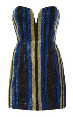 blue gold black striped dress