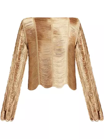TOM FORD Fringed open-knit Top - Farfetch