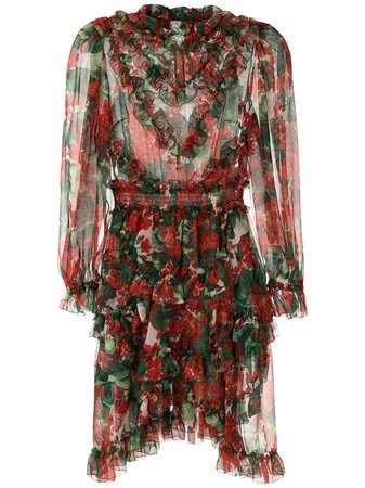 Dolce & Gabbana Hydrangea Ruffled Sheer Dress | Farfetch.com