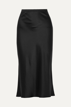 Long Black silk skirt