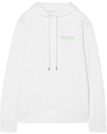 Printed French Cotton-terry Hooded Top - White