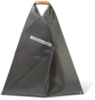 Leather-trimmed Pvc Tote - Charcoal