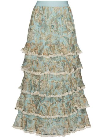 Zimmermann Ladybeetle paisley-print Tiered Skirt - Farfetch