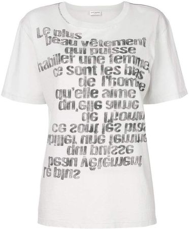 mirrored slogan print T-shirt
