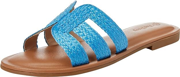 The Drop Raffia Sandals - Blue